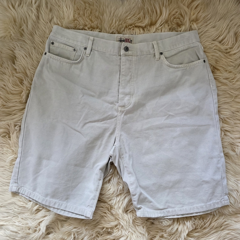 Stussy Big Ol Jeans Creme Jean Shorts Size 38